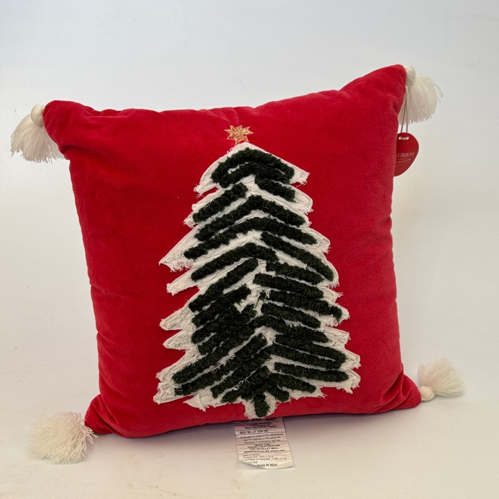 Opalhouse Designed With Jungalow Christmas Holiday Pillow Red Velvet 18”x18”
